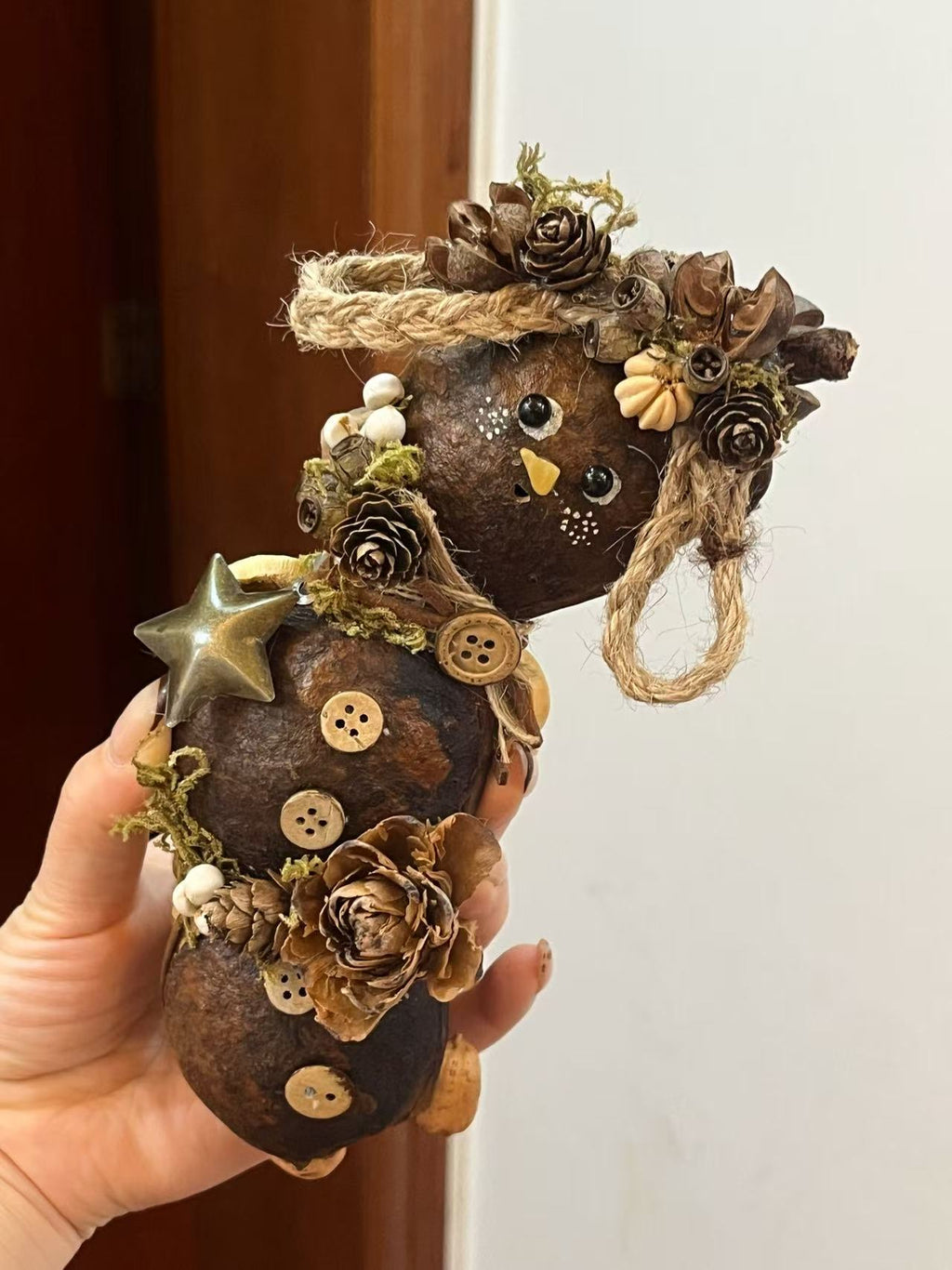 Woodland Double-Sided PeaPod Doll | Handmade Bear & Bunny Art Doll