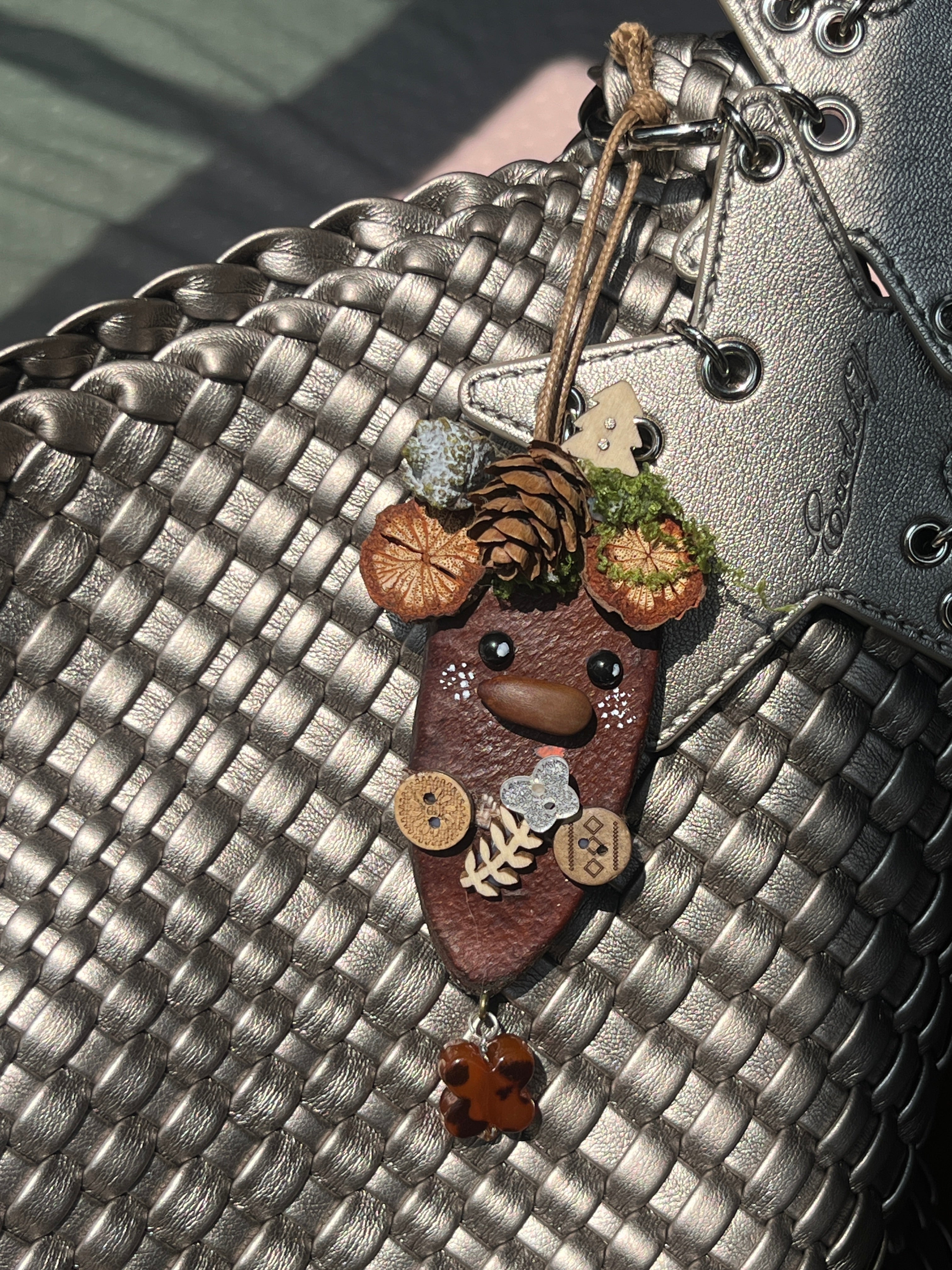 Forest Bear PeaPod Bag Charm | Handmade Woodland Accessory