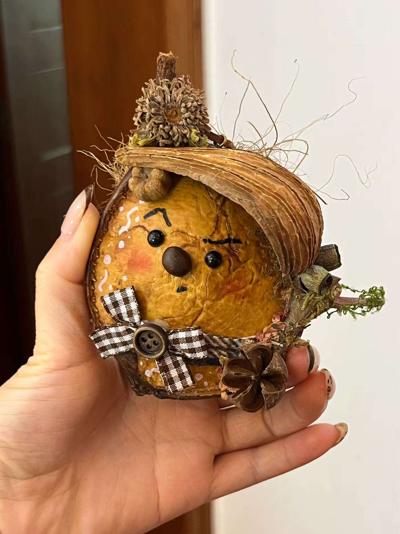 Autumn Woodland PeaPod Doll | Handmade Double-Sided Art Doll