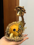 Handmade PeaPod Doll | Woodland Face Art Doll with Miniature Fairy House Back