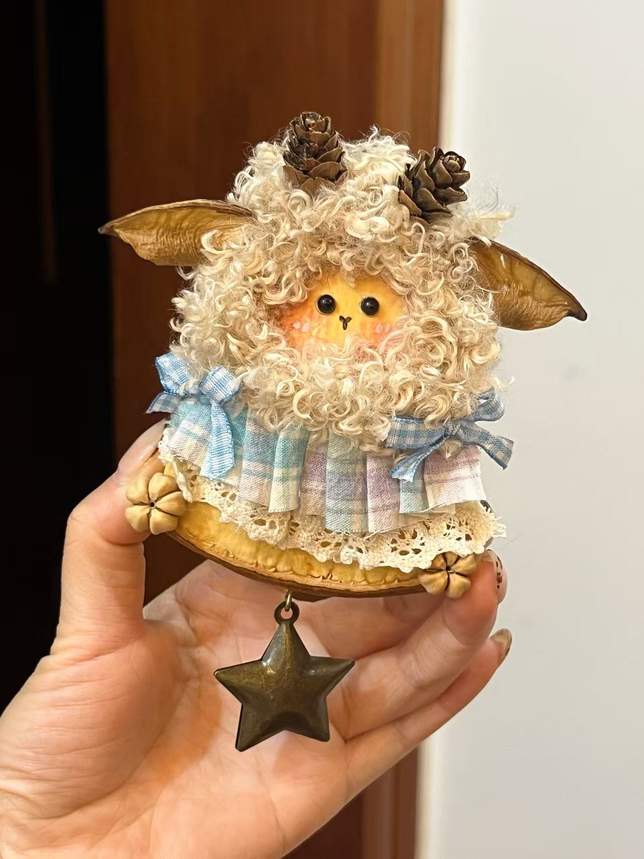 Little Lamb PeaPod Doll | Handmade Single-Sided Art Doll