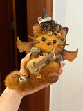 Bat Guitar PeaPod Doll | Handmade Whimsical Woodland Art Doll