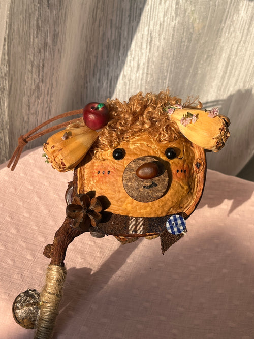 Apple Bear PeaPod Doll｜Handmade Woodland Bear Charm