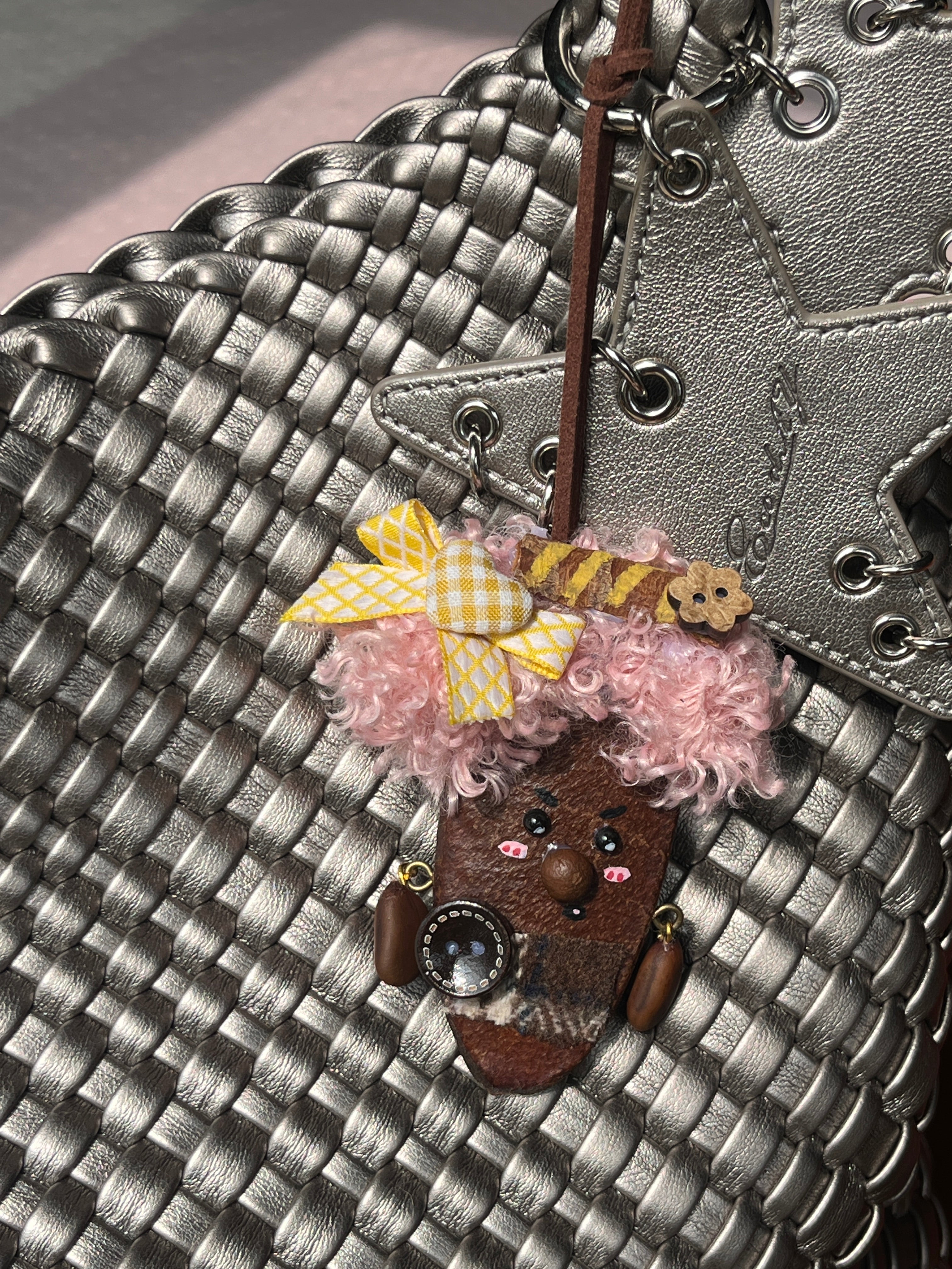 Pink Curl PeaPod Bag Charm | Handmade Whimsical Accessory