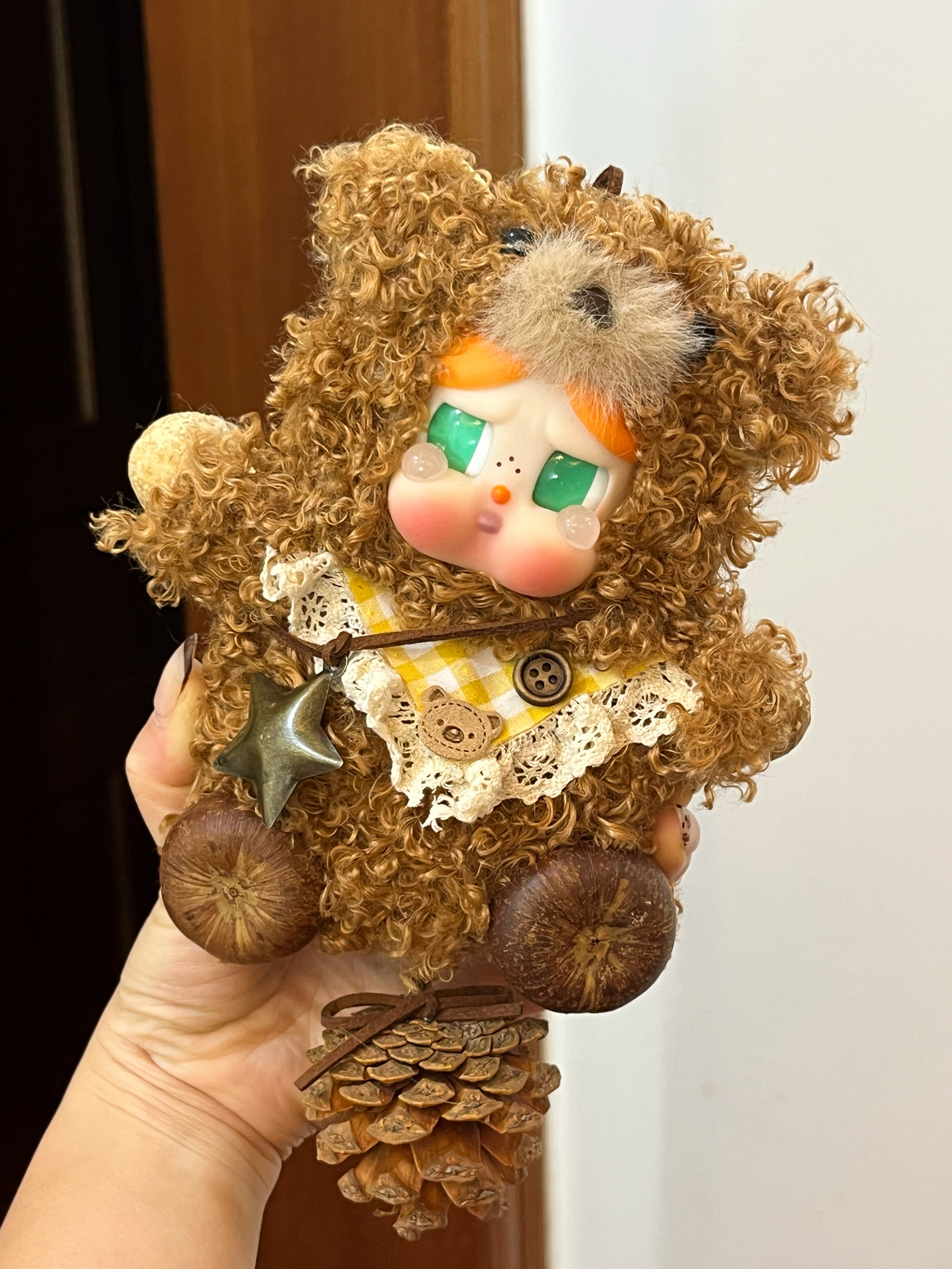 Tearful Teddy PeaPod Doll | Handmade Single-Sided Art Doll