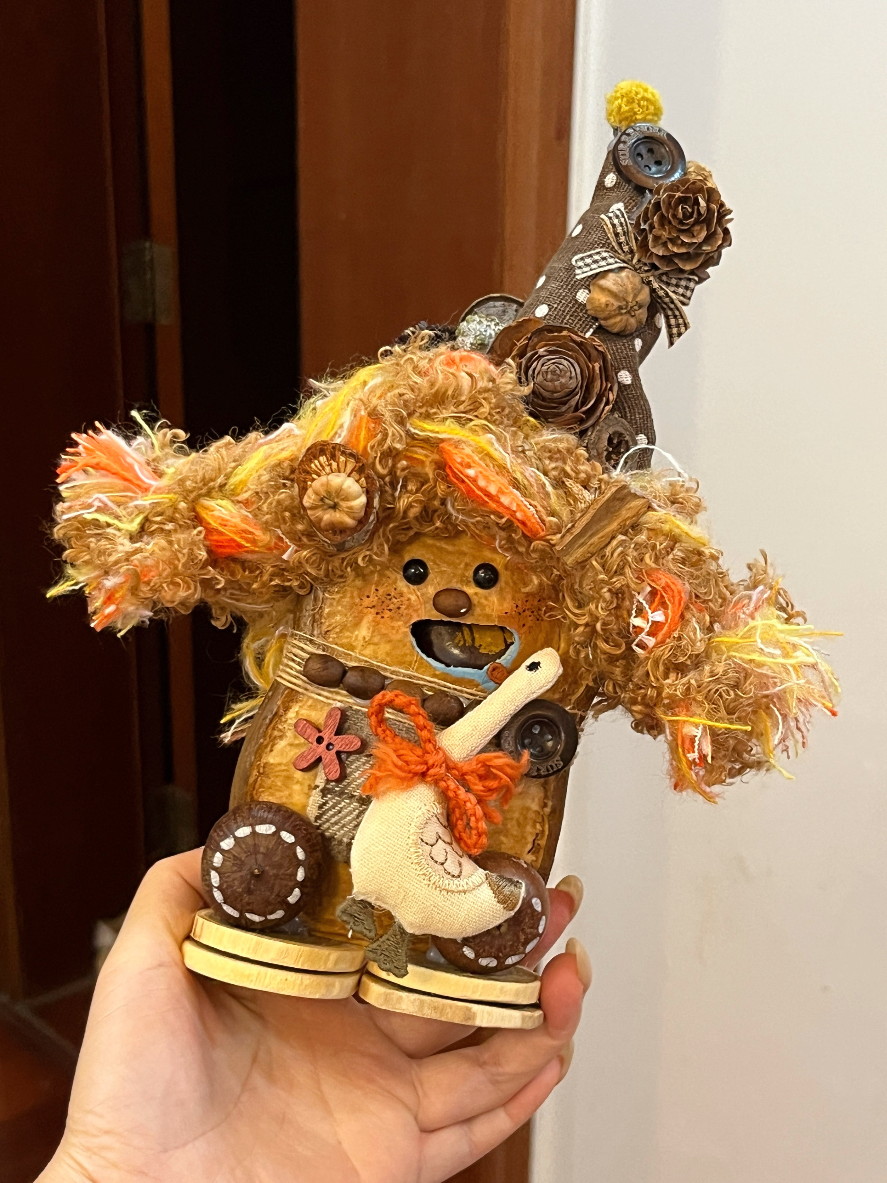 Woodland Scholar PeaPod Doll | Handmade Double-Sided Art Doll