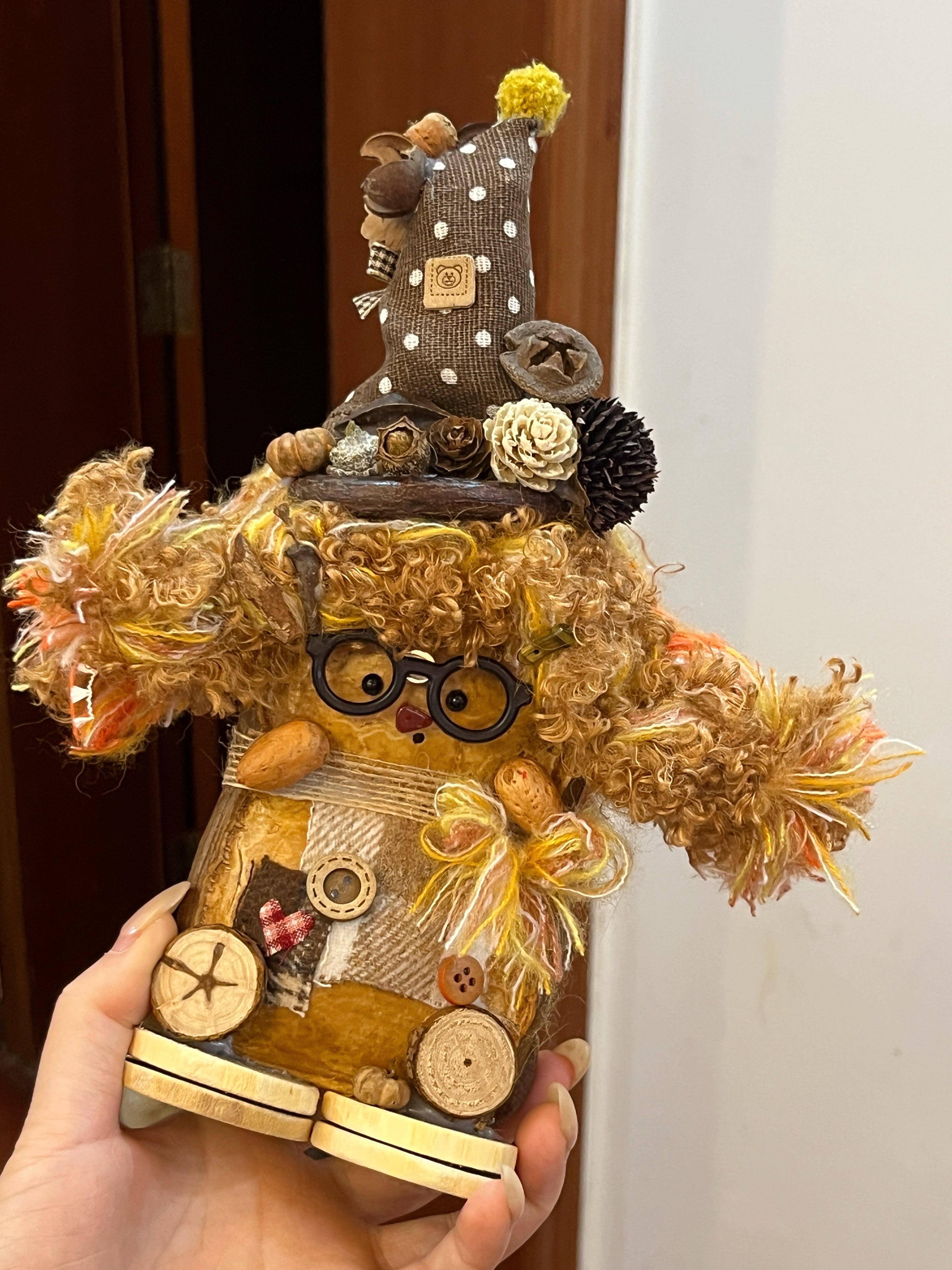 Woodland Scholar PeaPod Doll | Handmade Double-Sided Art Doll