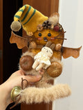 Whimsical Bat Bunny PeaPod Doll | Handmade Single-Sided Art Doll