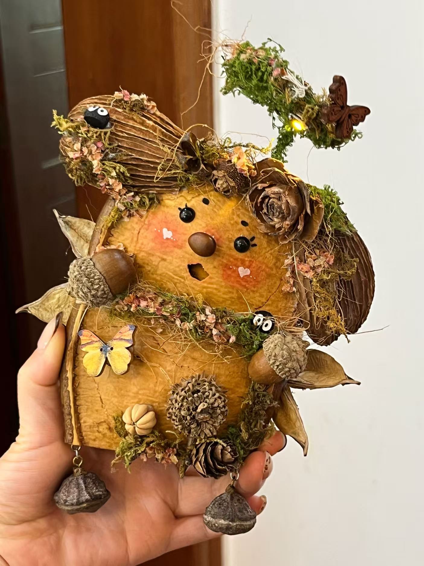 Forest Guardian PeaPod Doll | Handmade Single-Sided Woodland Art Doll