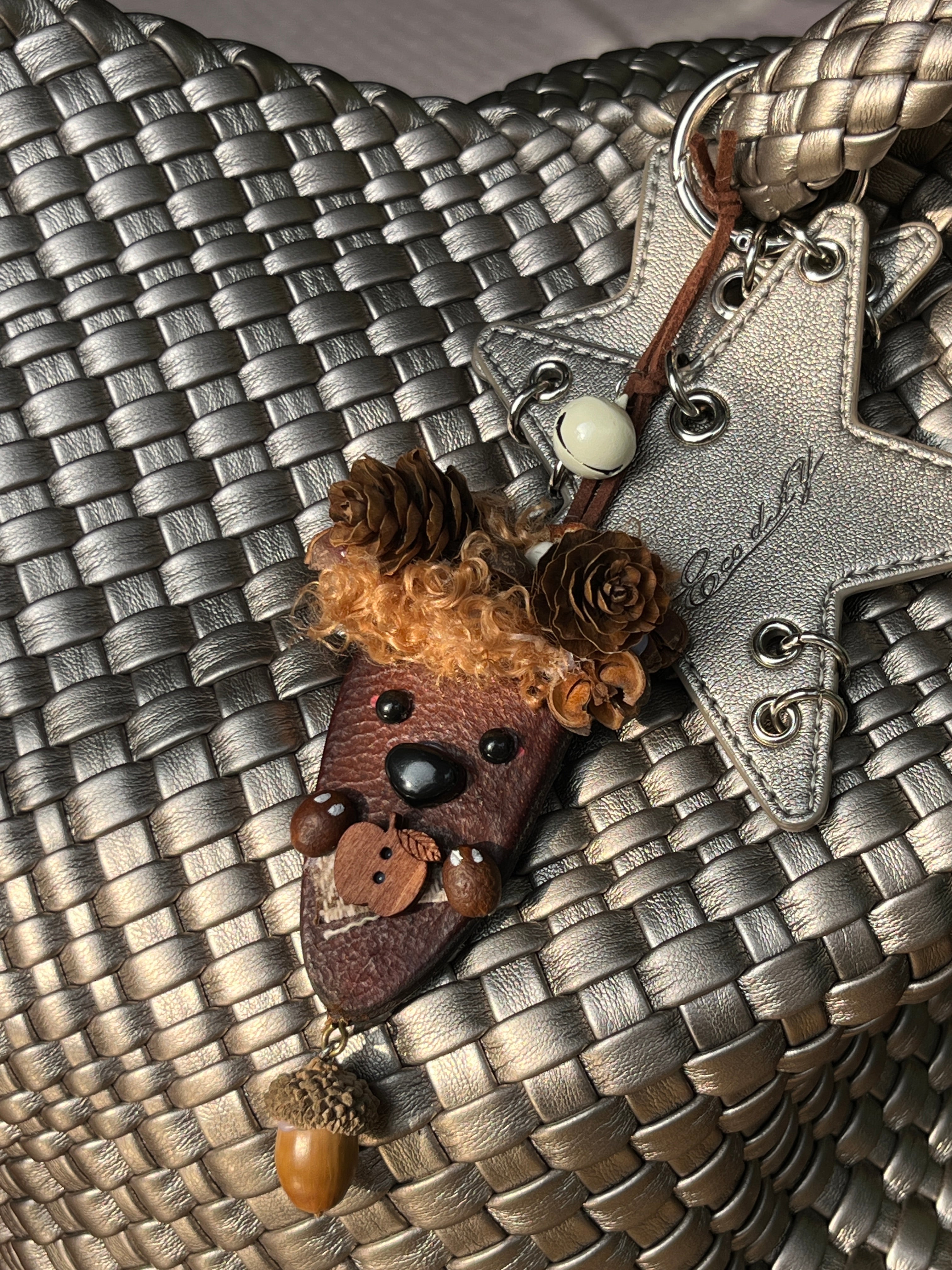 Little Bear PeaPod Bag Charm | Handmade Woodland Accessory