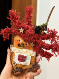 Handmade Single-Sided PeaPod Doll | Whimsical Red-Haired Rustic Art Doll
