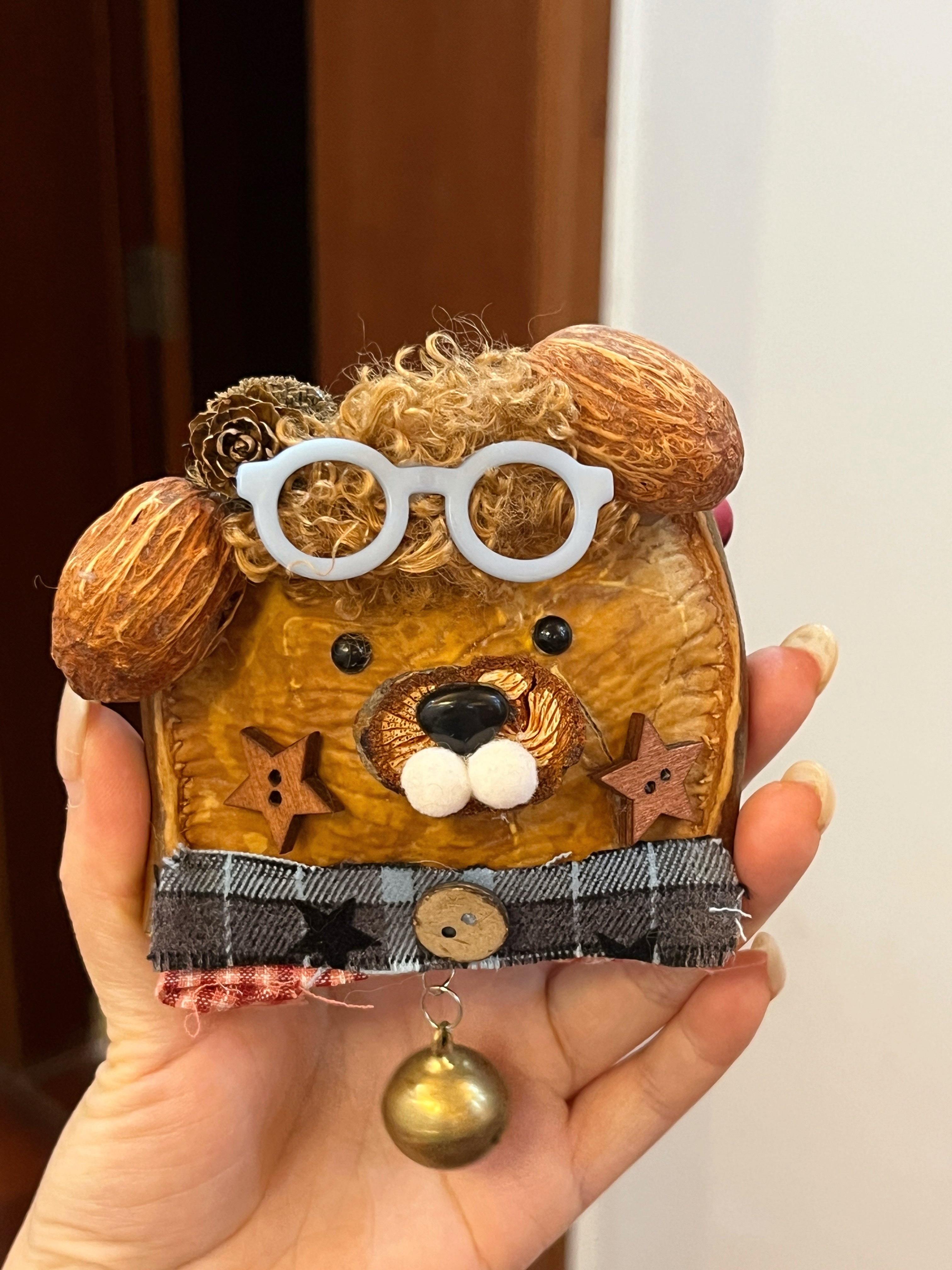 Glasses Bear PeaPod Doll | Handmade Whimsical Woodland Charm