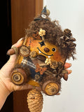 Rustic Scarecrow PeaPod Doll | Handmade Single-Sided Woodland Art Doll